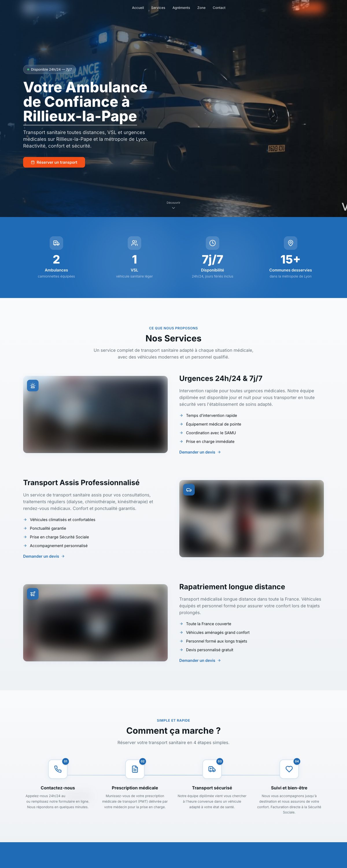 Site réalisé par Linkvision pour un client ambulances & vsl (nom flouté)
